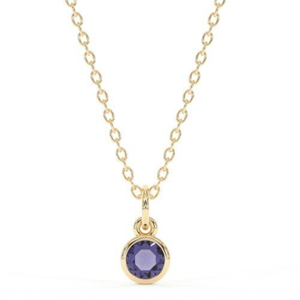 8124 Blue Sapphire Necklace , Premium Gold Minimalist Round Necklaces